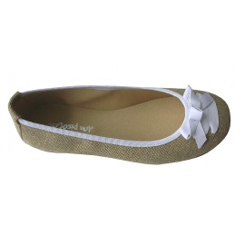 Bailarina lazo blanco- lino natural.