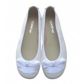 Bailarina blanca lino con lazo