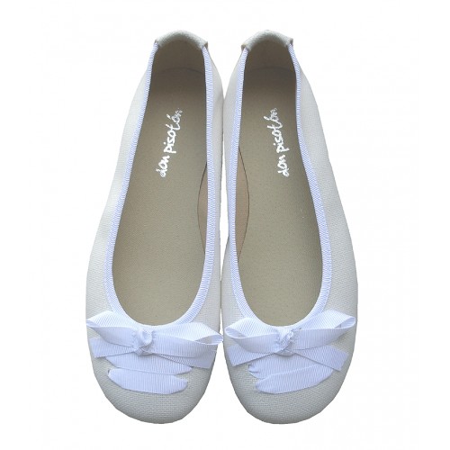Bailarina blanca lino con lazo