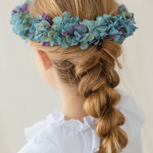 Corona hortensias azules