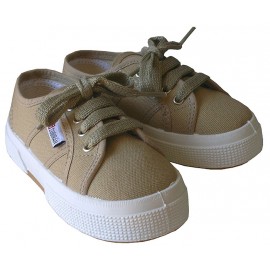 Lona cordones beige.